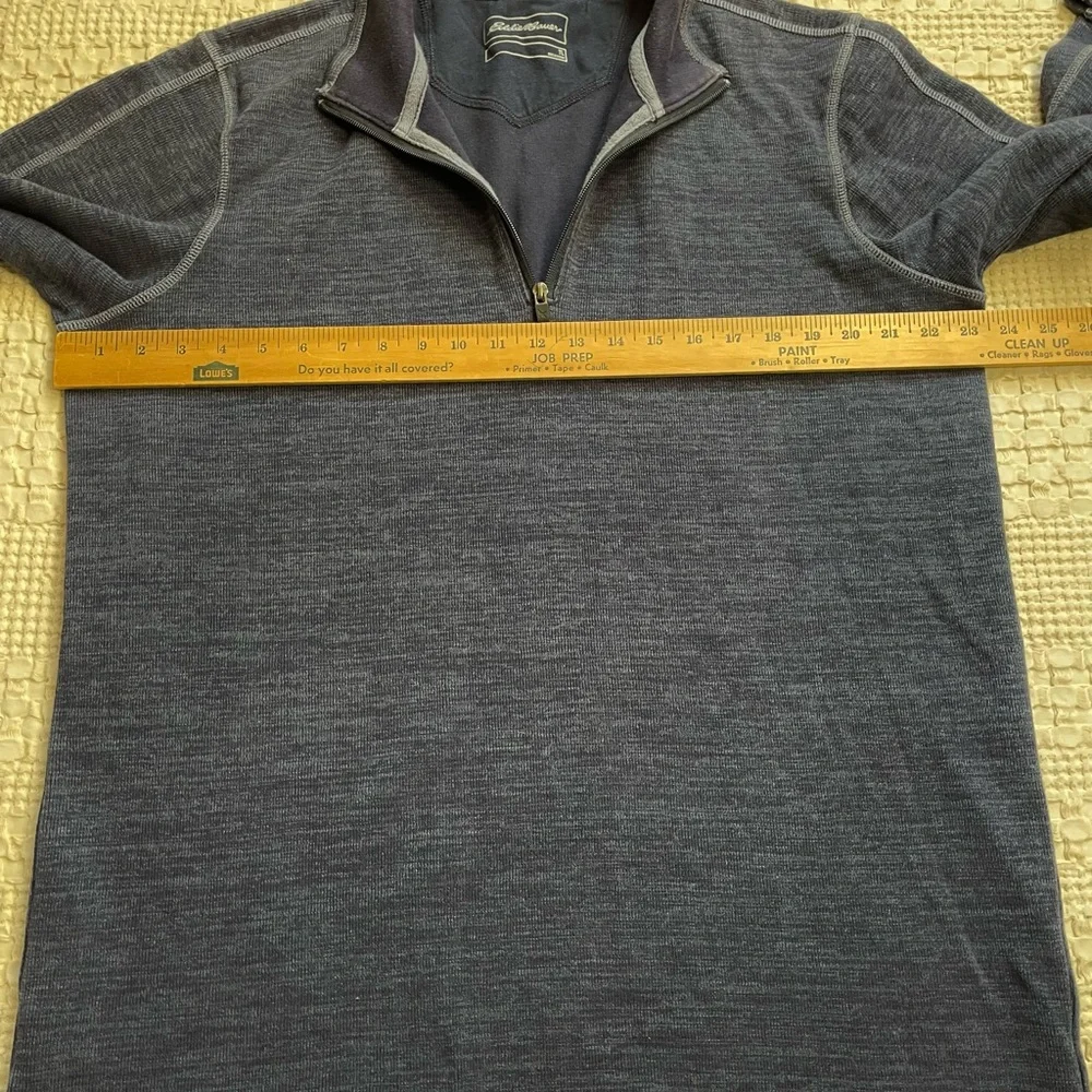Eddie Bauer Rib‎ Knit 1/4 Zip Sweater Blue Large Tall (LT/TL)